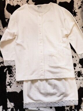 WOMEN'S 80'S/90'S COTTON 2 PIECE SET - WHITE